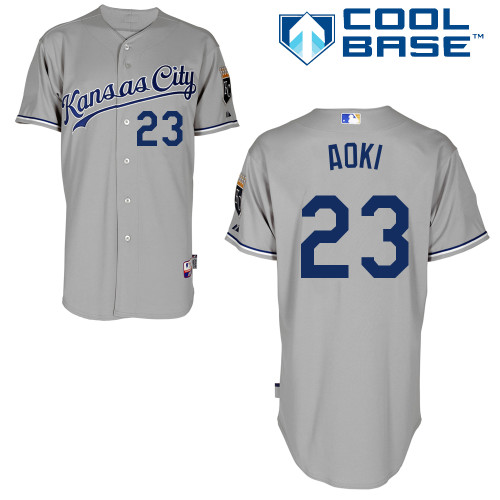 Norichika Aoki #23 Youth Baseball Jersey-Kansas City Royals Authentic Road Gray Cool Base MLB Jersey